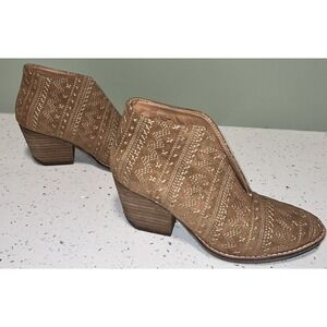 AMUSE SOCIETY x MATISSE Tan Geometric Stitch Cruz Ankle Bootie Western Aztec 6.5